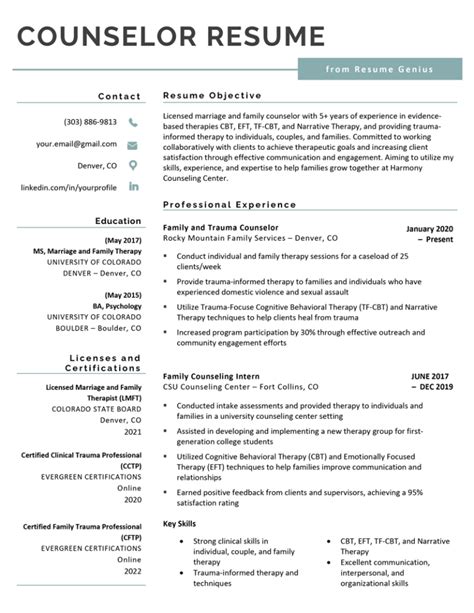 Counselor Resume Examples and Writing Tips