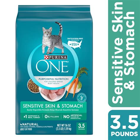 Purina One Sensitive Stomach & Skin Natural Dry Cat Food, 3.5 lb ...