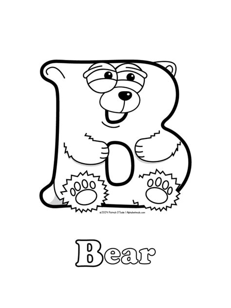 Free Bear Coloring Page | Alphabetimals