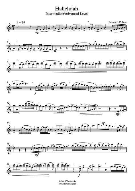 Hallelujah (Intermediate/Advanced Level) (Leonard Cohen) - Flute Sheet Music