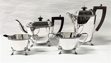 Art Deco Mappin & Webb Sterling Silver Tea Set Dated 1930/31