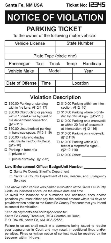 Parking Ticket Printable