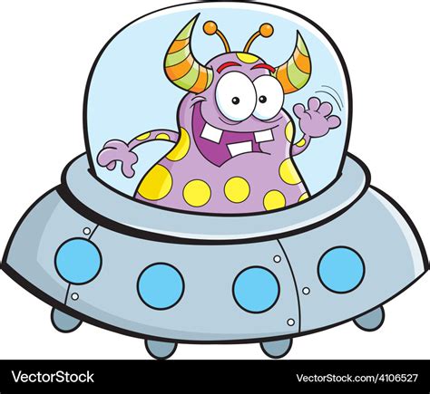 Cartoon alien in a spaceship Royalty Free Vector Image