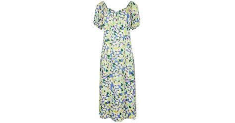 Oliver Bonas Floral Print Midi Dress in Green - Lyst