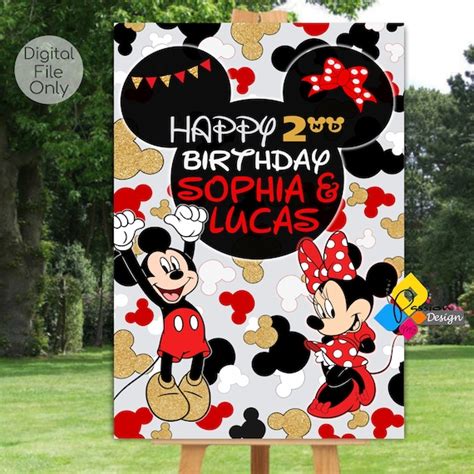 Tablero de bienvenida de cumpleaños imprimible de MICKEY y - Etsy España