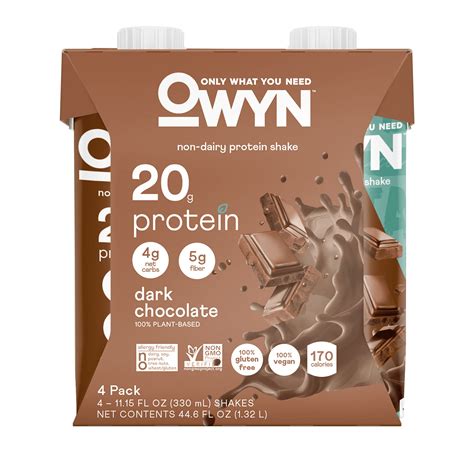 OWYN Protein Shake, Dark Chocolate, 4 Ct, 20g - Walmart.com