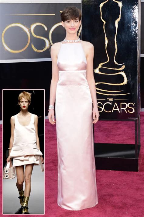 2013 Oscars Fashion: Anne Hathaway Revealing Pink Prada Dress - StyleFrizz