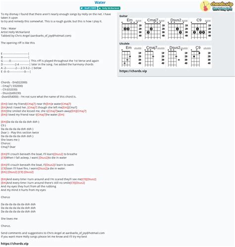 Chord: Water - tab, song lyric, sheet, guitar, ukulele | chords.vip