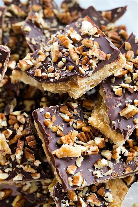 Saltine Toffee Candy with Pecans | Brown Eyed Baker