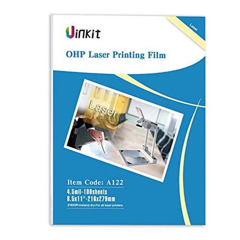 Uinkit 100 Sheets Laser Transparency Film 8.5x11 Transparent Paper OHP ...