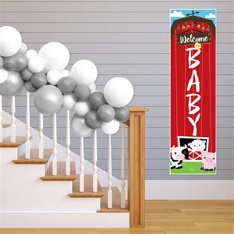 Farm Animals - Barnyard Baby Shower Front Door Decoration - Vertical ...