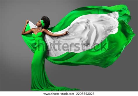 Woman Dancing Nigerian Flag Green White Stock Photo 2203553023 ...