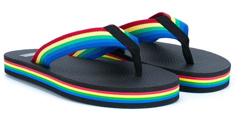 Saint Laurent Rainbow Flip-flops in Black | Lyst