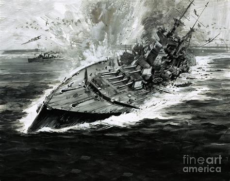 Sinking Battleship Painting by Graham Coton - Fine Art America