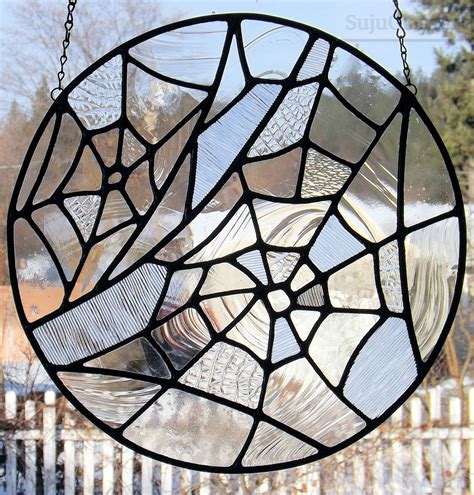 Double Spider Web Stained Glass Panel Circular Spider Web Textured ...