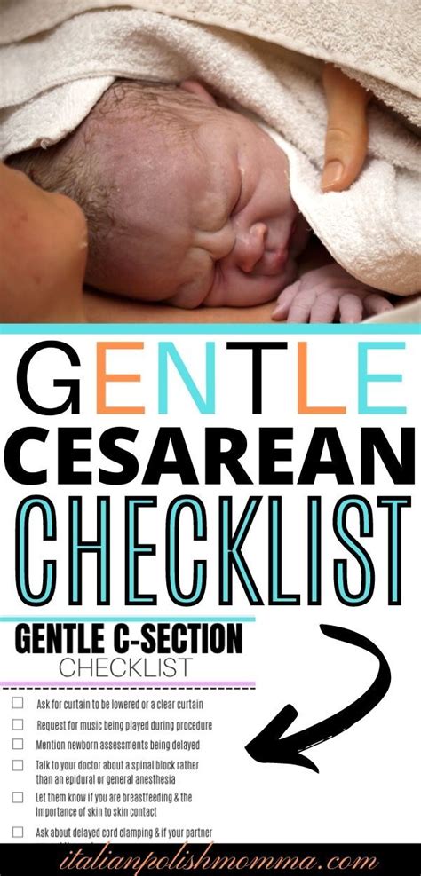 a baby wrapped in a blanket with the title gentle gesarean checklist