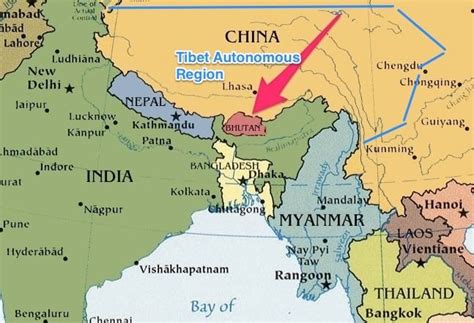 Asia, Bhutan Map | Bhutan, Myanmar, Buddhist countries