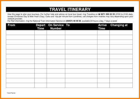 Travel Itinerary Template Google Sheets - Cards Design Templates