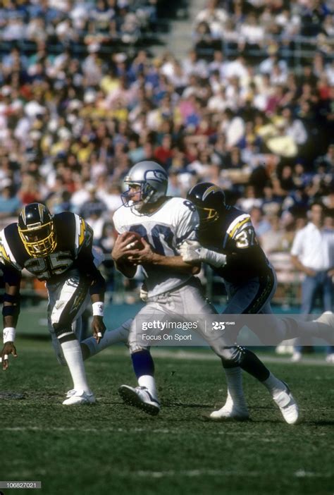 Wide Receiver Steve Largent of the Seattle Seahawks is tackled from ...