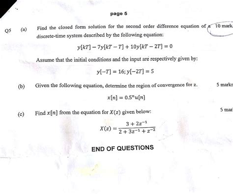 Solved page 5 Find the closed form solution for the second | Chegg.com