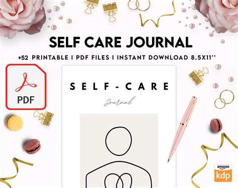 Free Self Care Journal PDF Printable, 8,5x11 inch A4 size, For journal ...