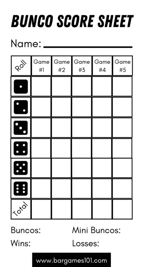 Bunco Rules Sheets Printable