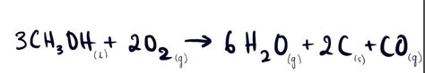 Whats the equation for incomplete combustion of methanol - brainly.com