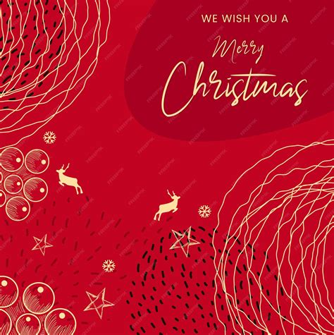 Premium Vector | Red modern minimalist christmas card