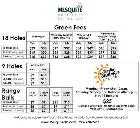 Rates - Mesquite Golf Club