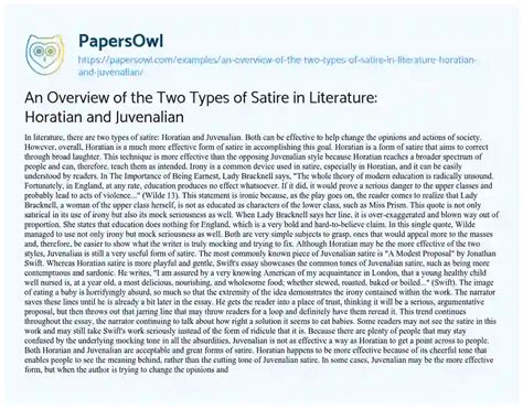 An Overview of the Two Types of Satire in Literature: Horatian and Juvenalian - Free Essay ...