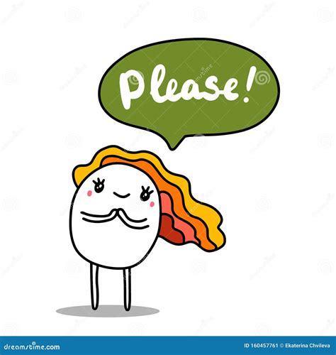 Please Hand Drawn Vector Illustration in Cartoon Comic Style Tender Cute Woman Stock ...