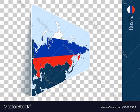 Russia map and flag on transparent background Vector Image