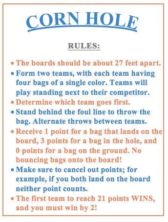 Corn Hole Game Rules | Etsy