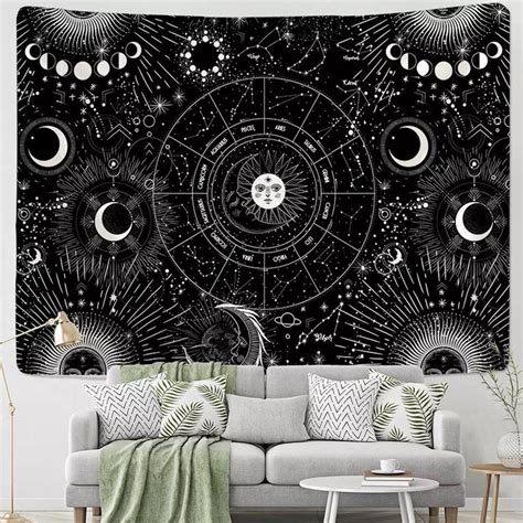 Zodiac Signs Tapestry Moon Phases Room Decor Astrology | Etsy