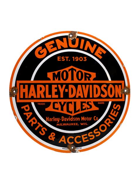 Vintage Signs - 1952 Genuine Harley-Davidson Motor Cycles Porcelain Sign – I Crave Cars