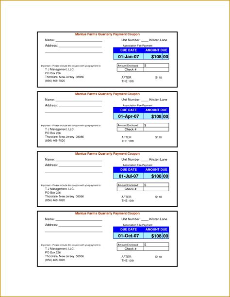 7 Monthly Payment Coupon Template | FabTemplatez