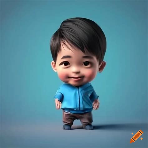 3d character of a young man with a cute smile on Craiyon