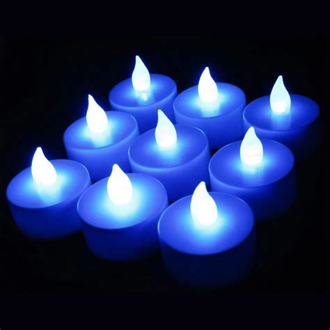 100pcs/lot LED Blue Candle Flickering Flicker Tea Candles Tea lights Light Flameless Birthday ...