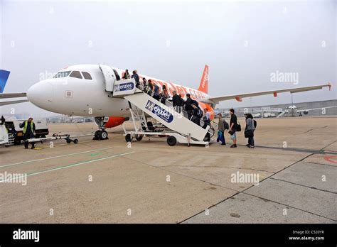 Passengers from Gatwick South Terminal boarding an Easyjet flight to ...