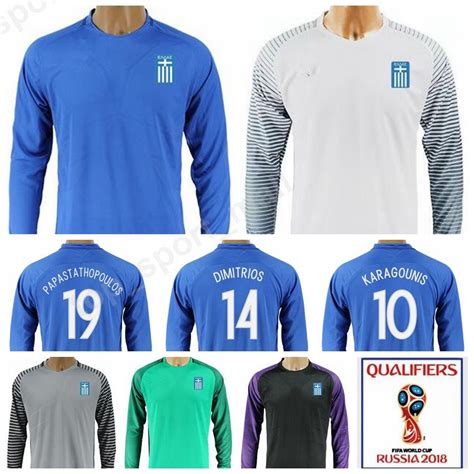 2018 World Cup Soccer Jersey Long Sleeve Greece Football Shirt Uniform 11 MITROGLOU 15 TOROSIDIS ...