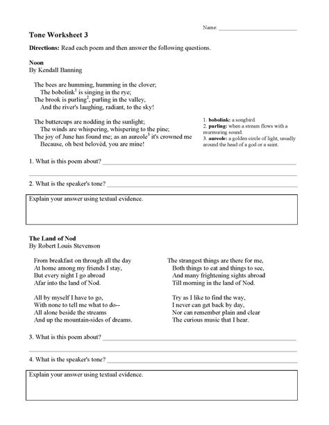 Tone Worksheets | Ereading Worksheets