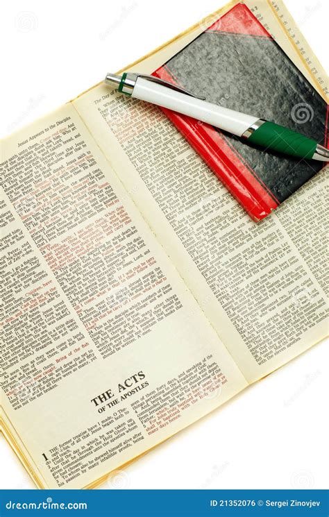 Opened Bible, Pen and Notebook. Stock Photo - Image of learning ...