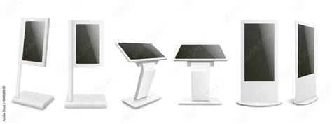 Set of digital kiosk or display mockups realistic vector illustration ...