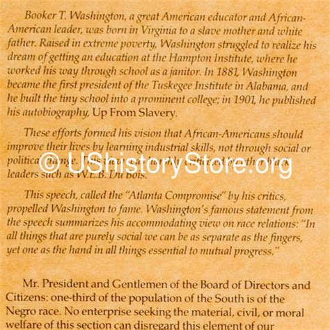 Booker T. Washington "Atlanta Exposition Address" 1895 – store ...