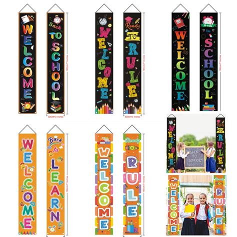 【Hearty Party Shop】First Day of School Welcome Bulletin Board Porch Sign Kindergarten Pre-school ...