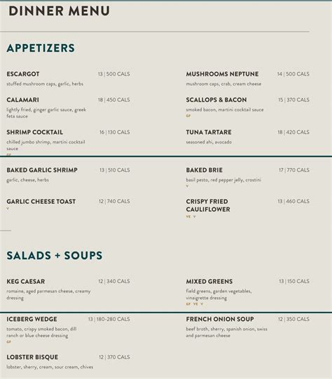 The Keg Menu Prices Canada