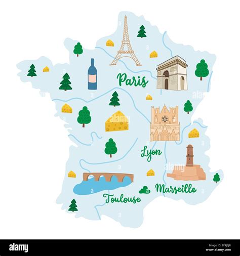 Map Of France With Monuments