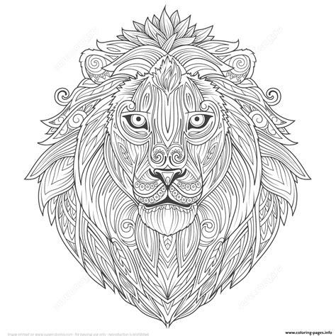 Lion Ethnic Zentangle Adults Coloring page Printable