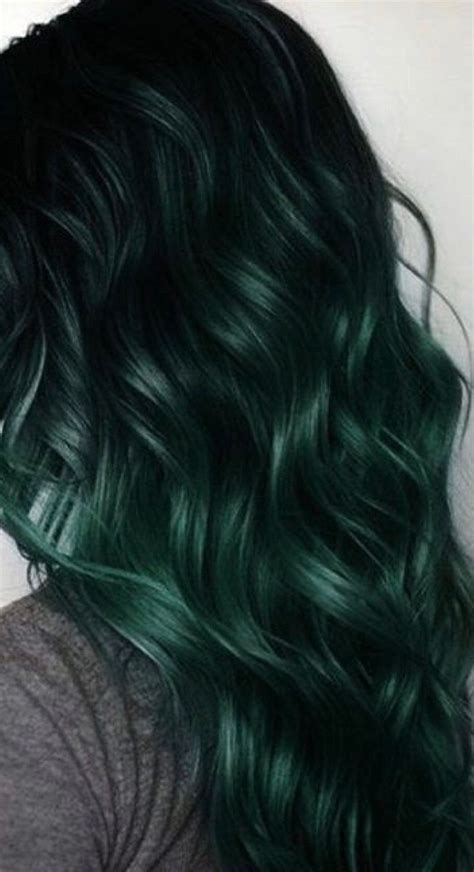 Ombre Hair Color, Hair Color Dark, Cool Hair Color, Dark Green Hair Dye, Green Hair Ombre, Black ...