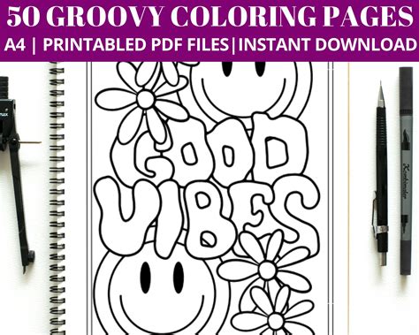 Groovy Flowers Coloring Pages